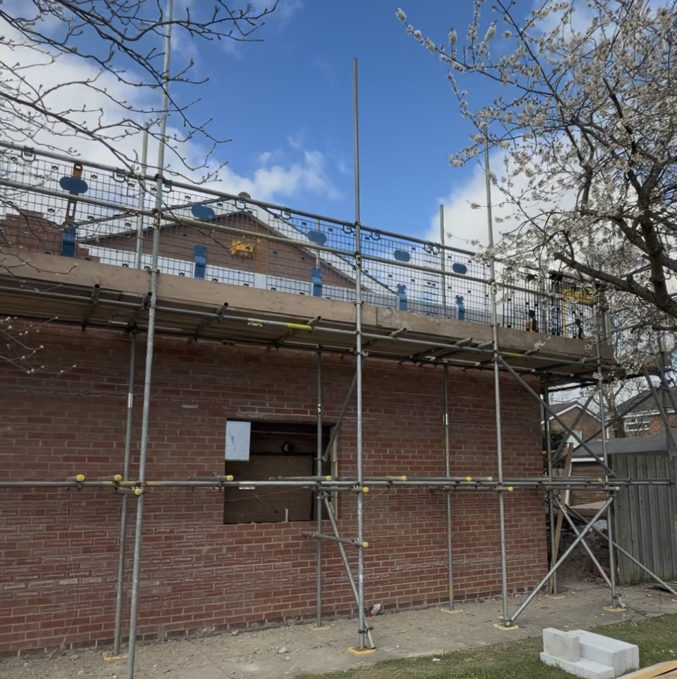 Home extension project photo showing structural construction work
