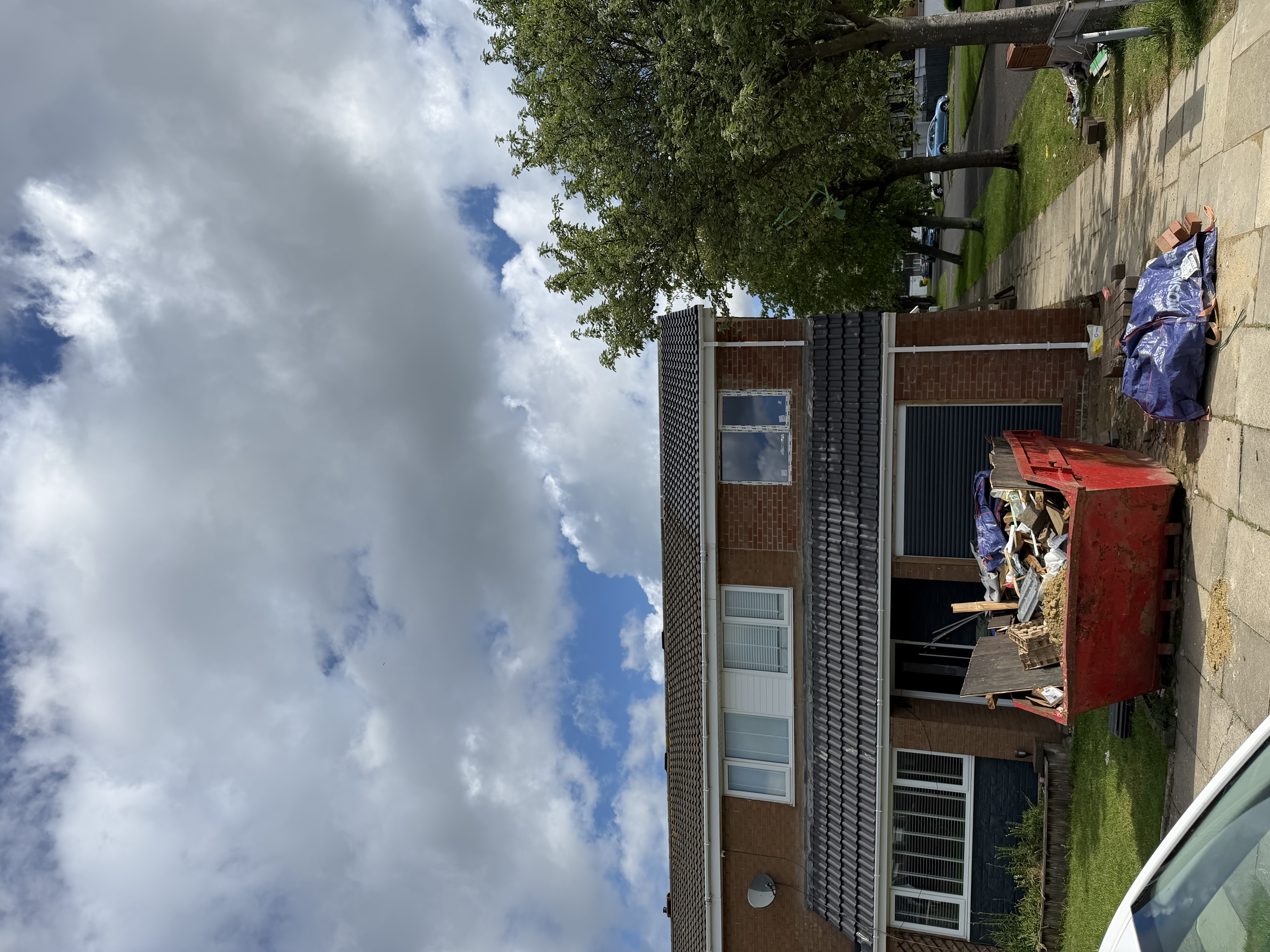 Double-storey extension project photo showing structural framing and internal build work